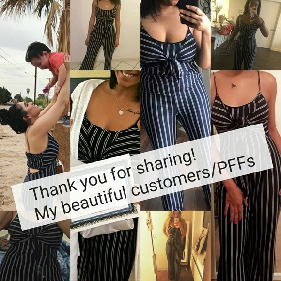 Front Tie Wide Leg Stripe Jumpsuit - Picture 7 of 8